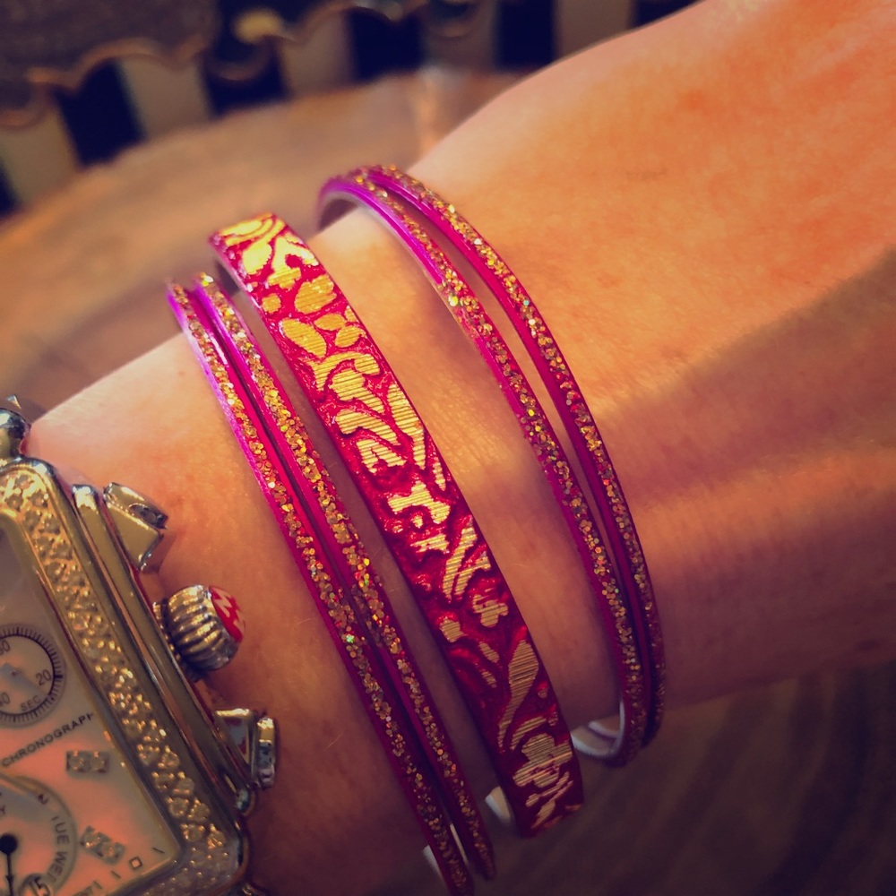 Pink and Gold Bangle Set